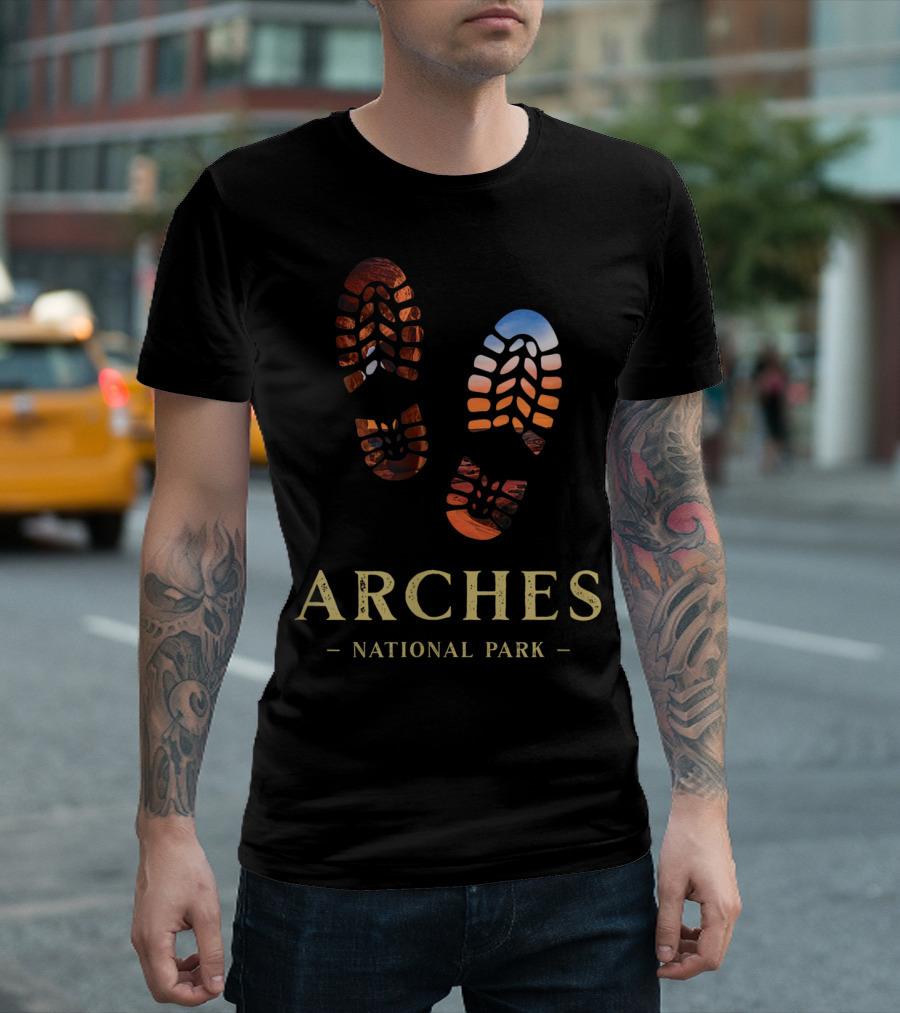 Arches National Park Hiking Boot Tread Adventure T-Shirt