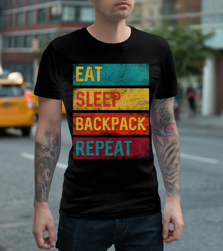 Eat Sleep Backpack Repeat Hiking Adventure T-Shirt