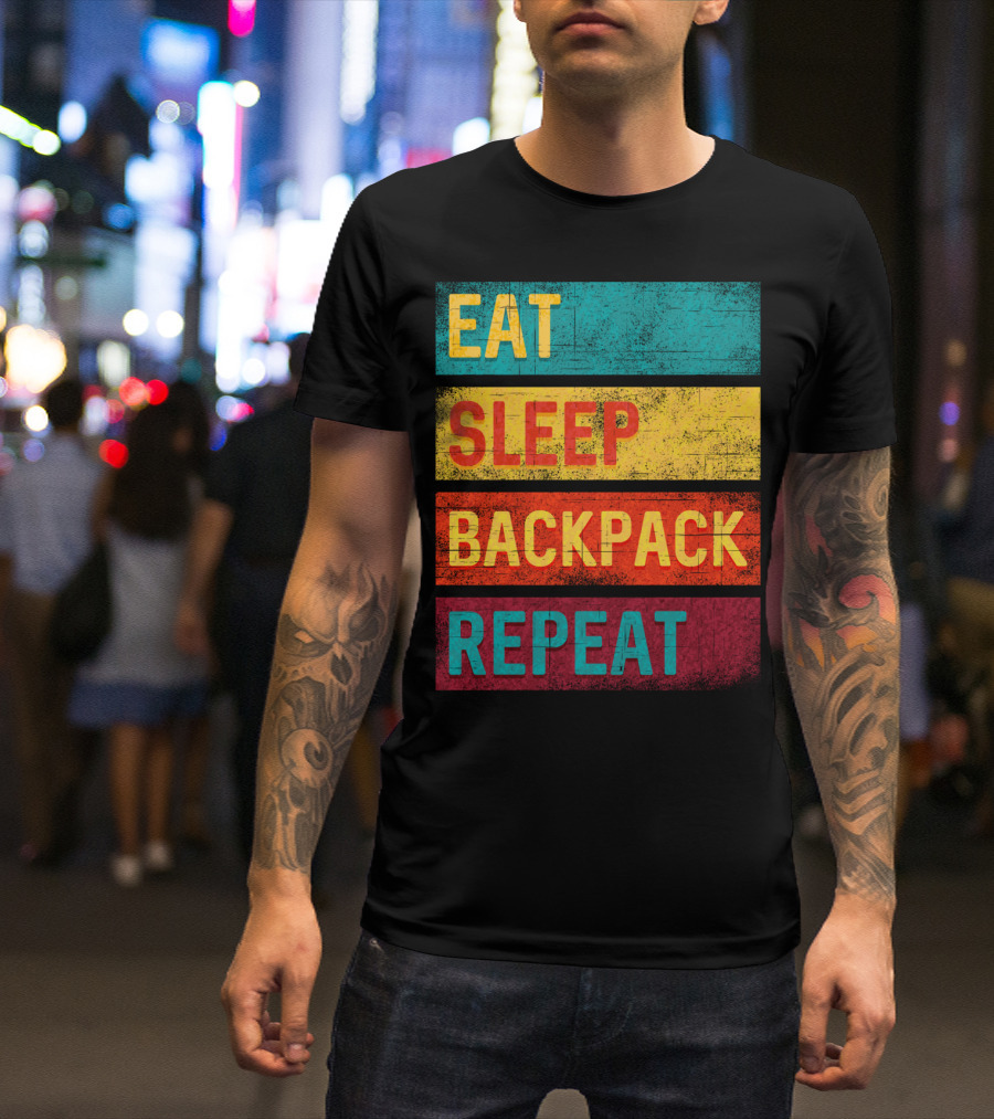 Eat Sleep Backpack Repeat Hiking Adventure T-Shirt
