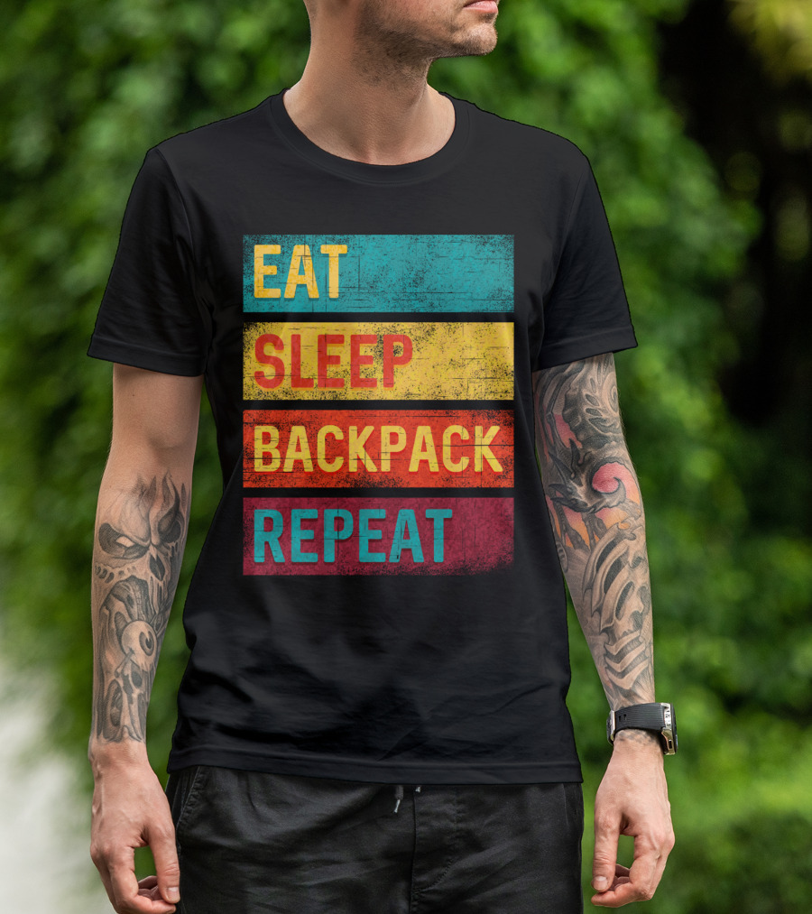 Eat Sleep Backpack Repeat Hiking Adventure T-Shirt
