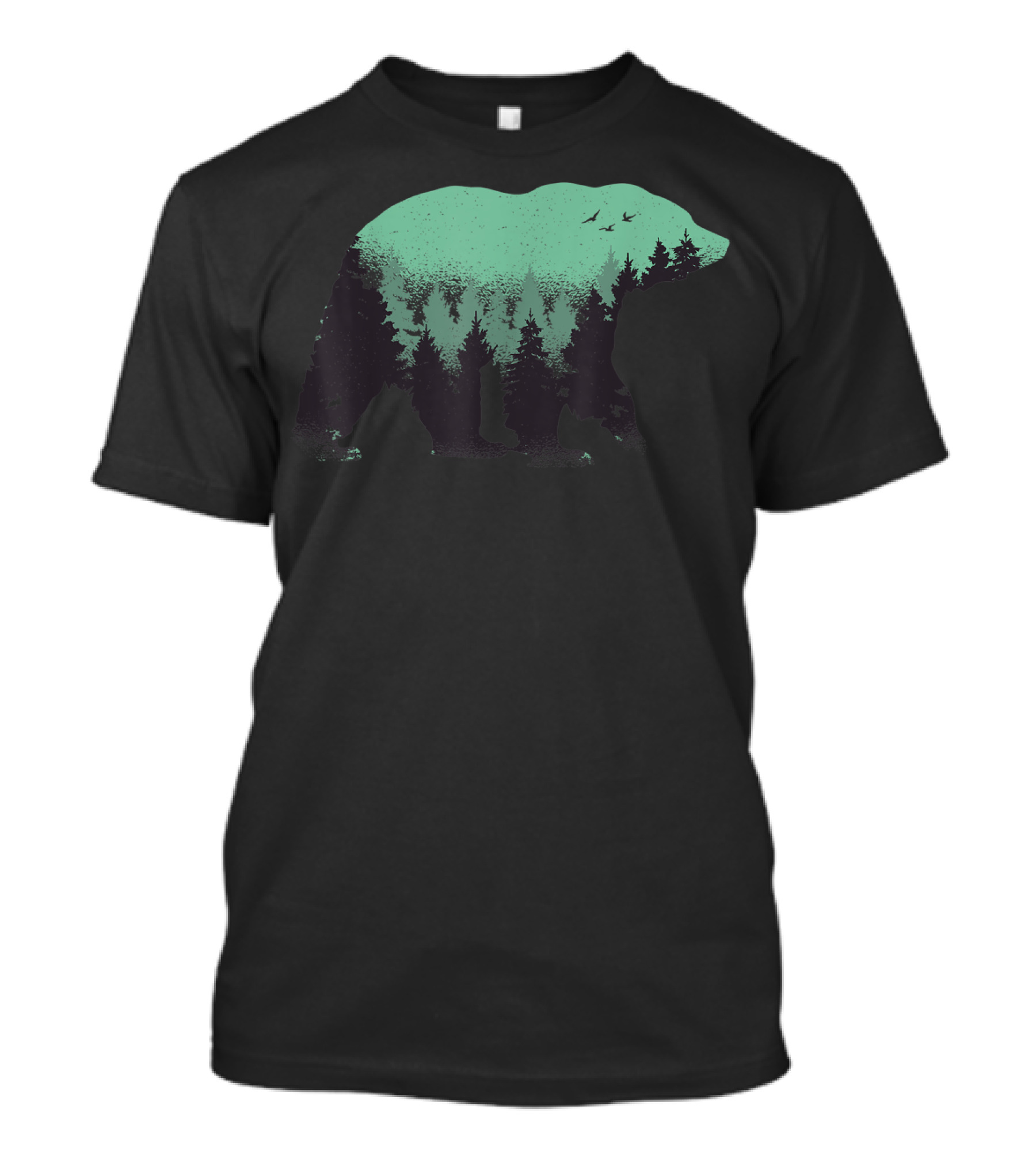 Bear Silhouette With Forest Camping Nature And Hiking Scene T-Shirt