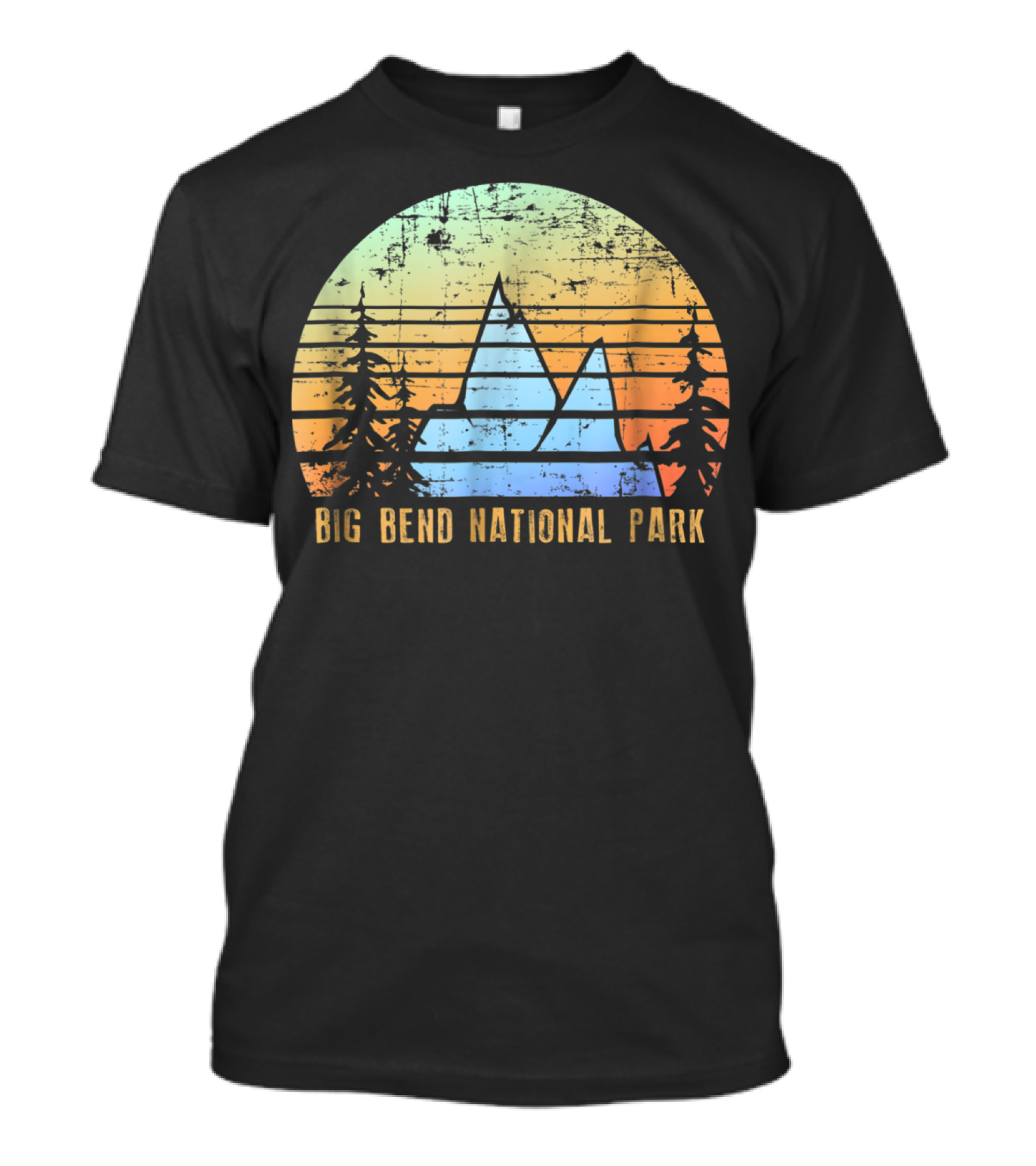 Big Bend National Park Vintage Hiking Camping Mountain Sunset Scene T-Shirt