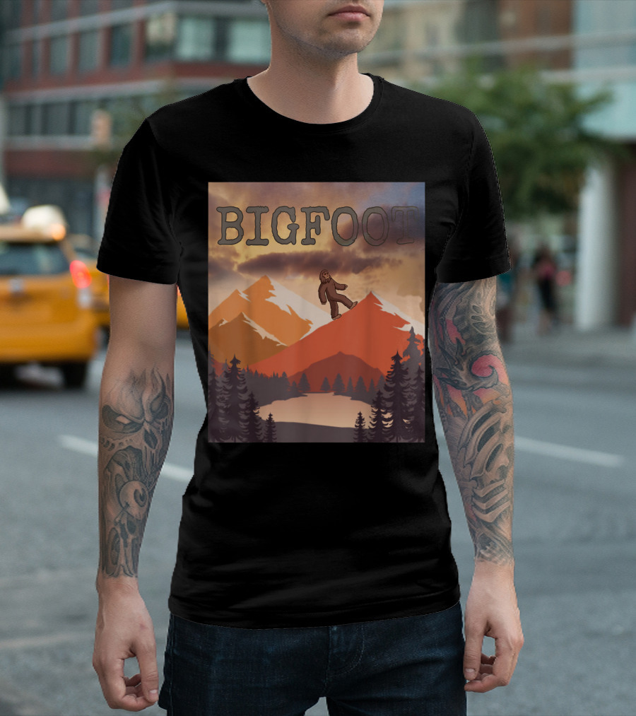 Big Mountains Trees Bigfoot Hiking Scenery T-Shirt