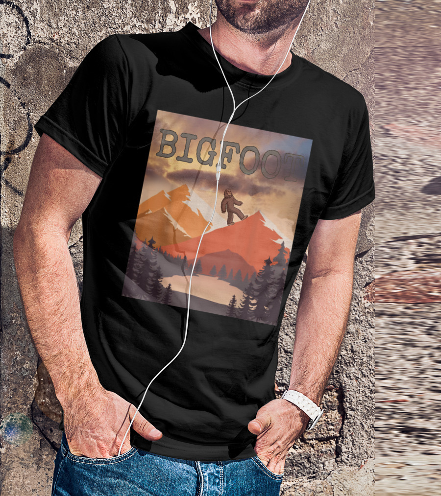 Big Mountains Trees Bigfoot Hiking Scenery T-Shirt