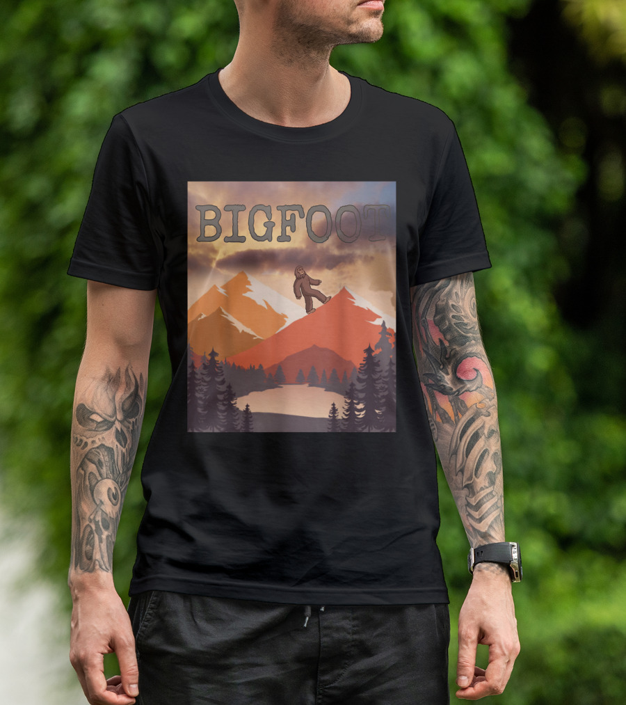 Big Mountains Trees Bigfoot Hiking Scenery T-Shirt