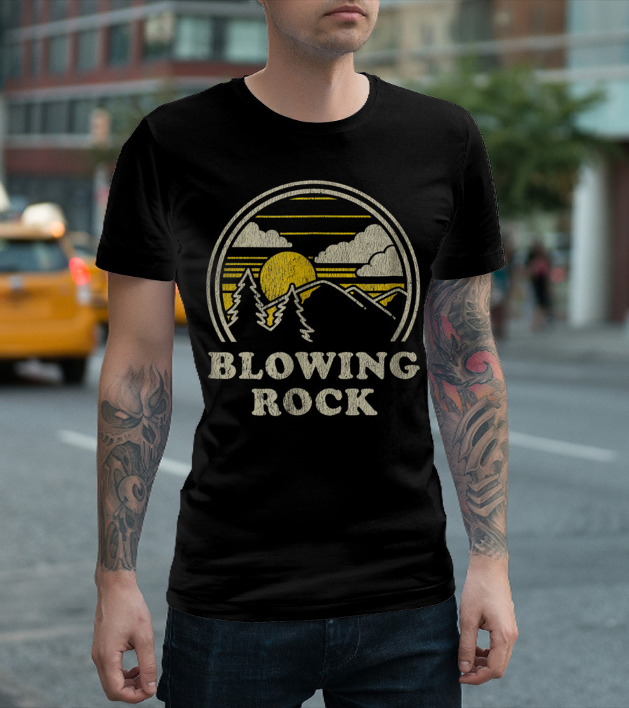 Blowing Rock North Carolina NC Vintage Hiking Sunset Mountains Trees T-Shirt