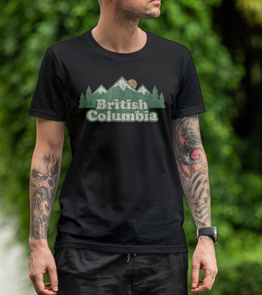 British Columbia Canada Vintage Hiking Mountain Forest T-Shirt