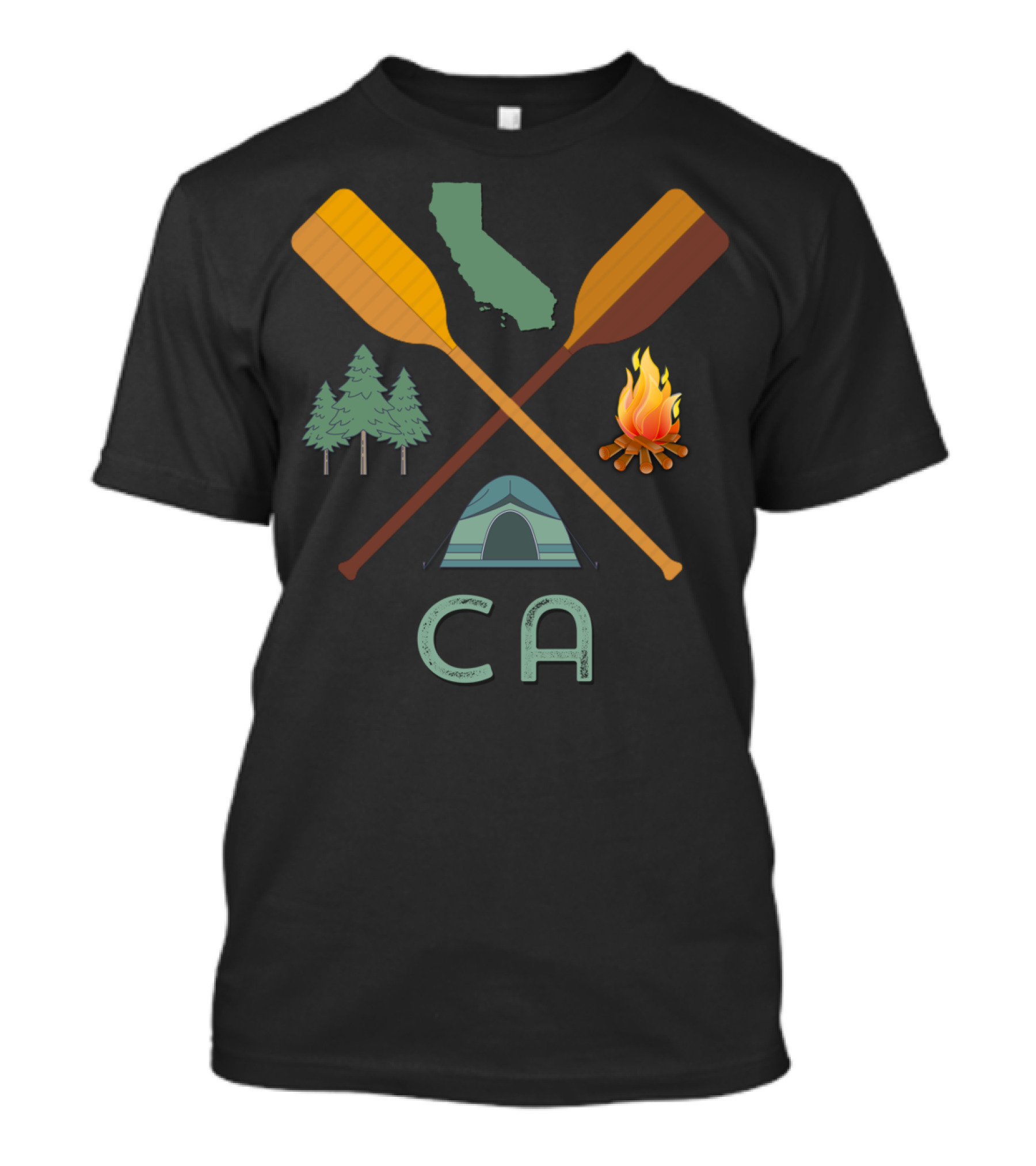 California Canoeing Camping Hiking Nature Adventure Icons T-Shirt