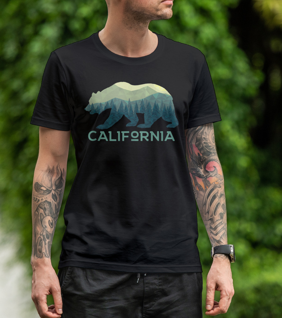 California Republic Bear Vintage PN Geometric Forest T-Shirt