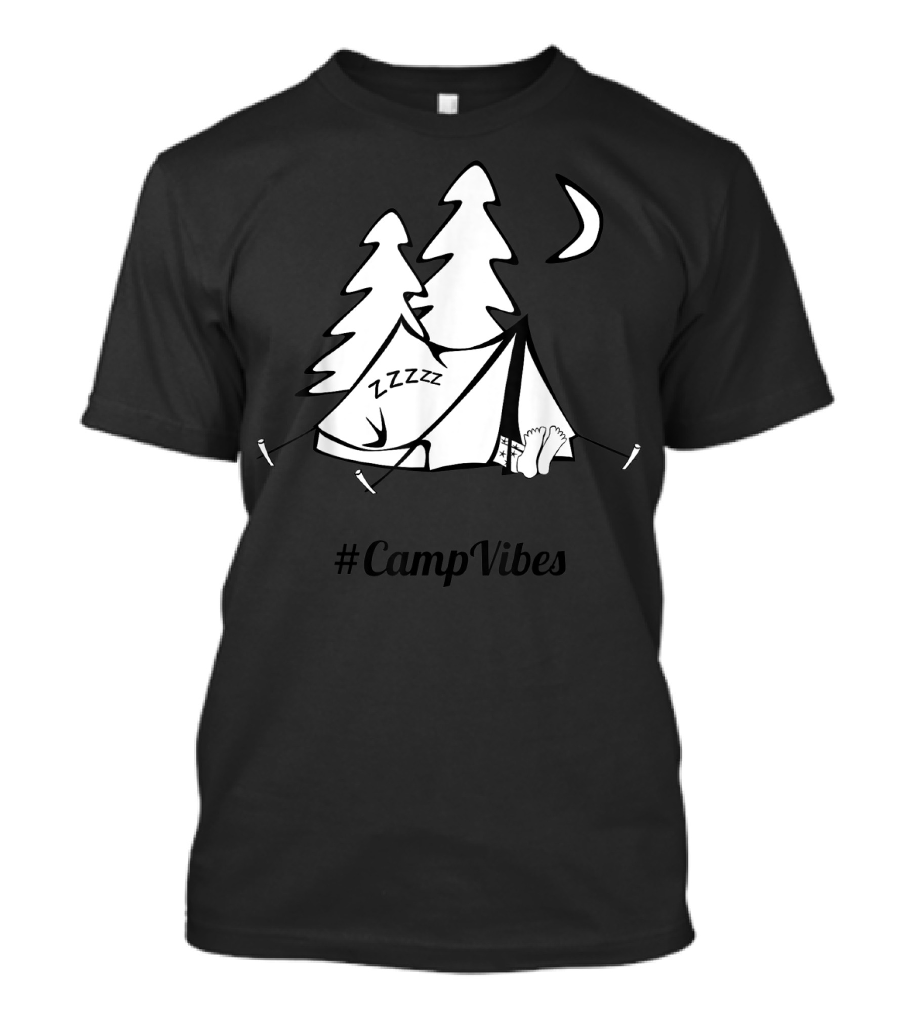 Camp Vibes Zzz Sleep Outside Under Moon And Trees T-Shirt