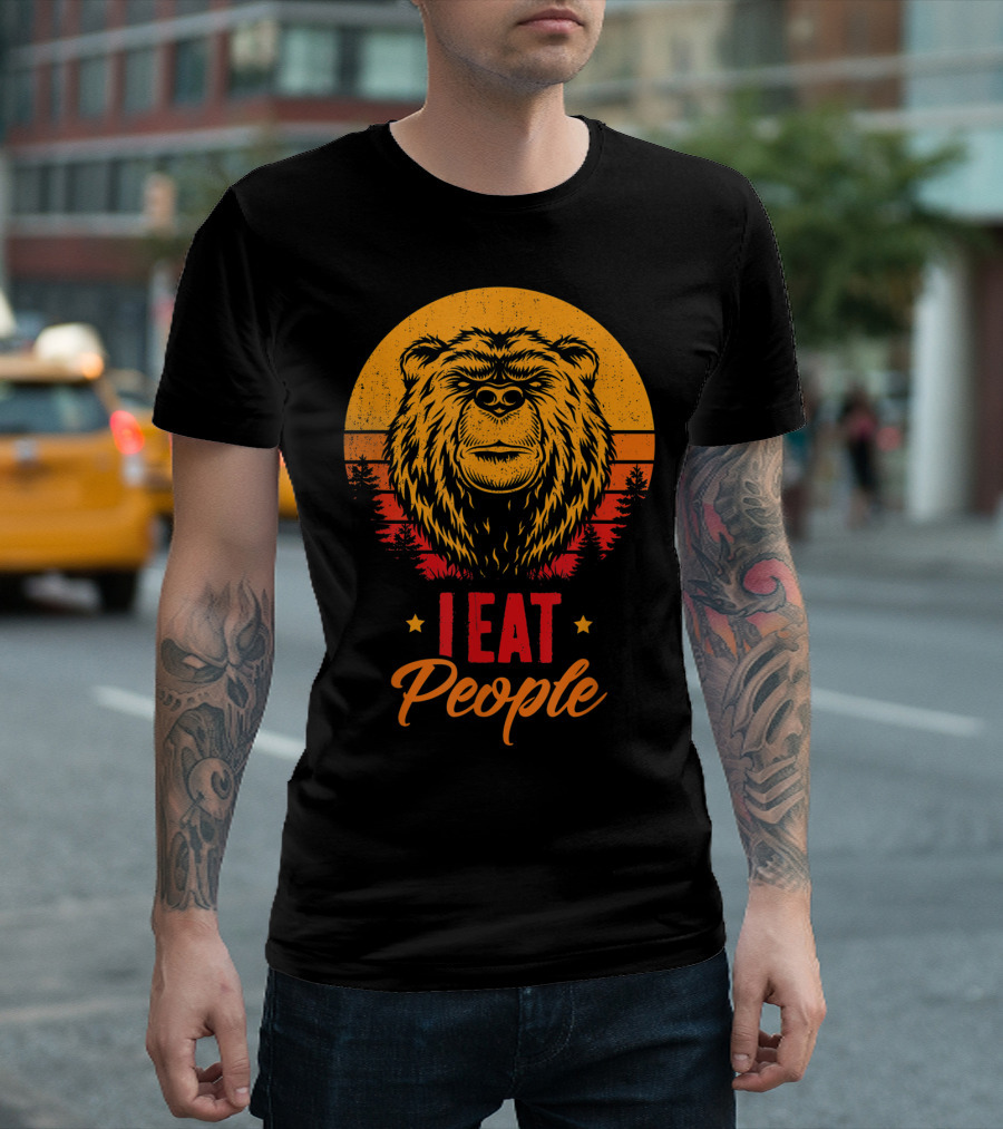 Camping Hiking I Eat People Bear T-Shirt