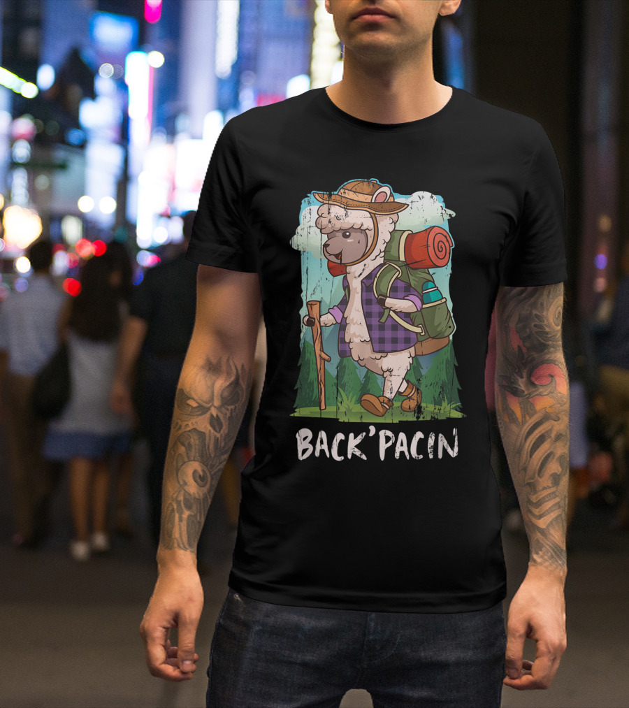 Back Pacin Alpaca Hiking Gear Llama Camping Adventure T-Shirt