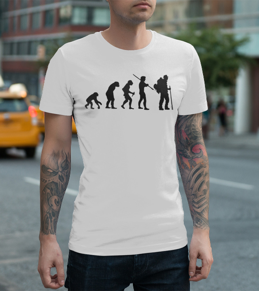 Backpacker Evolution Nature Lover Hiking Silhouette Stages T-Shirt