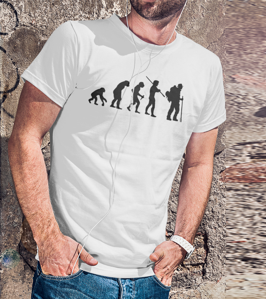 Backpacker Evolution Nature Lover Hiking Silhouette Stages T-Shirt