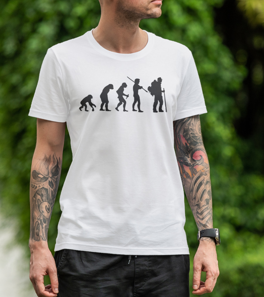 Backpacker Evolution Nature Lover Hiking Silhouette Stages T-Shirt