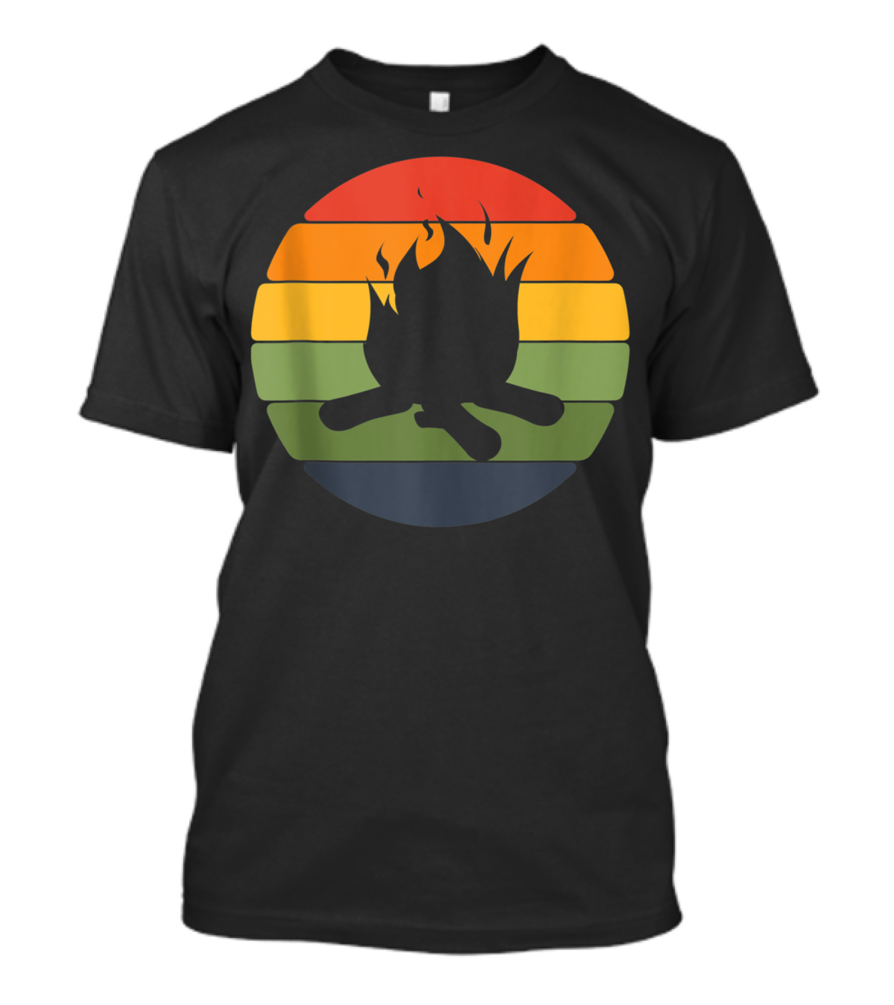 Camping Outdoor Nature Hiking Summer Campfire Retro Stripe T-Shirt