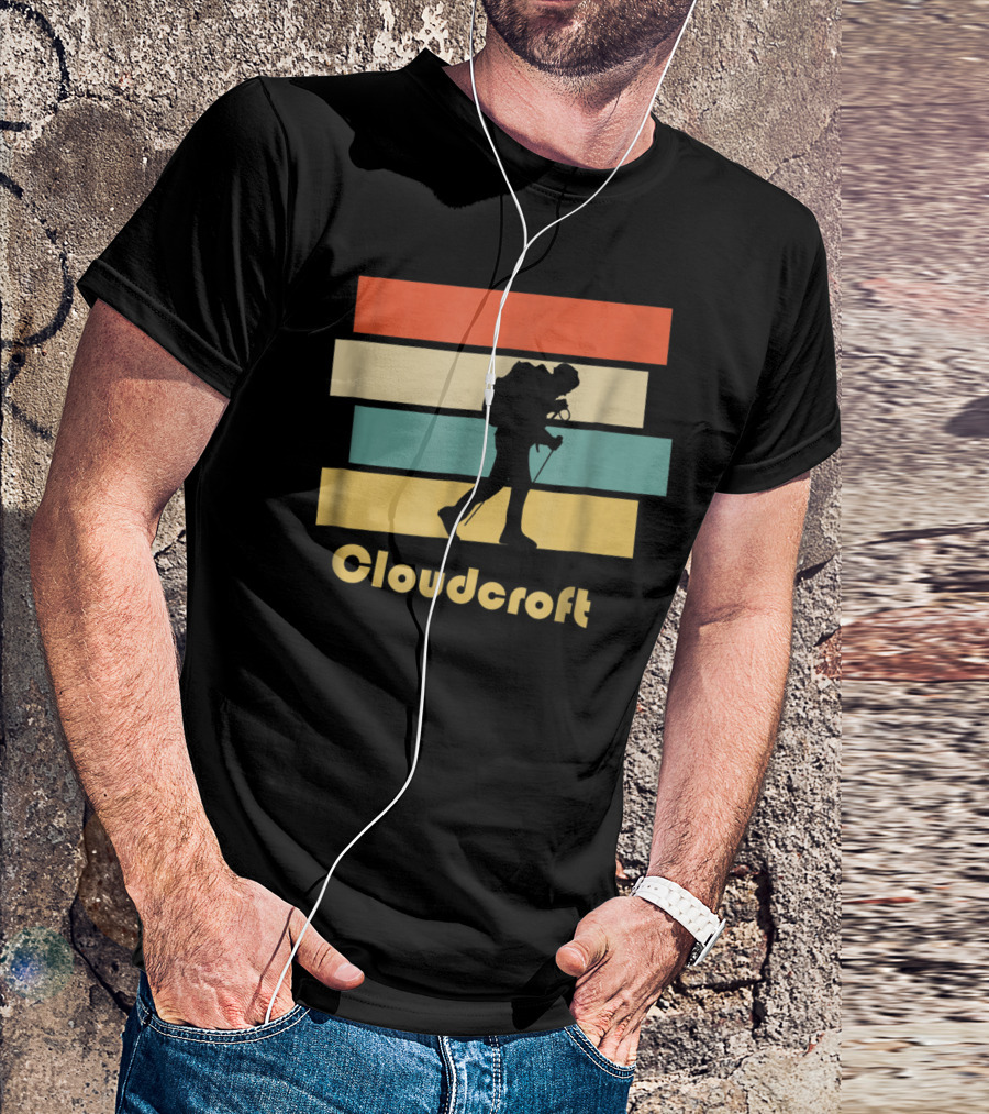 Cloudcroft New Mexico Vintage Hiking Silhouette Retro Stripes T-Shirt