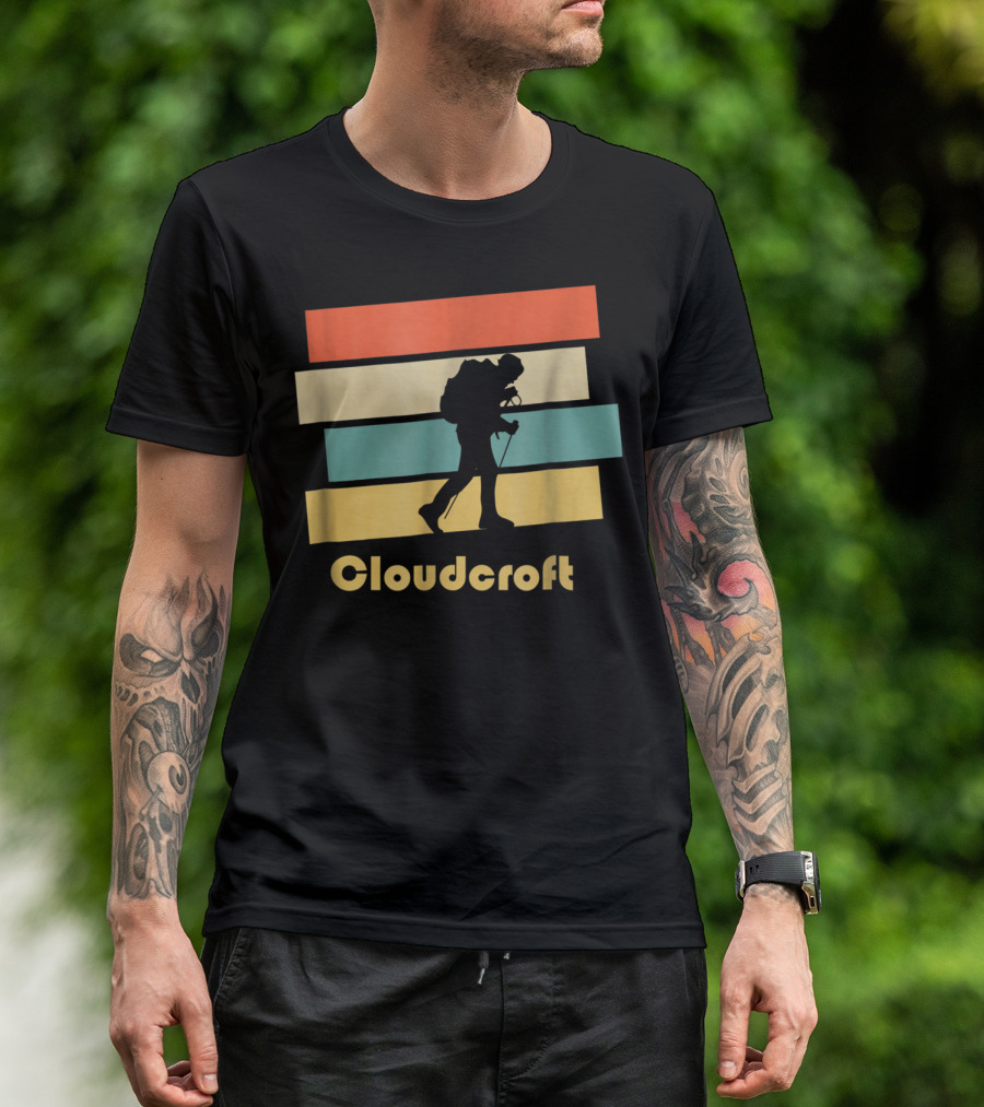 Cloudcroft New Mexico Vintage Hiking Silhouette Retro Stripes T-Shirt