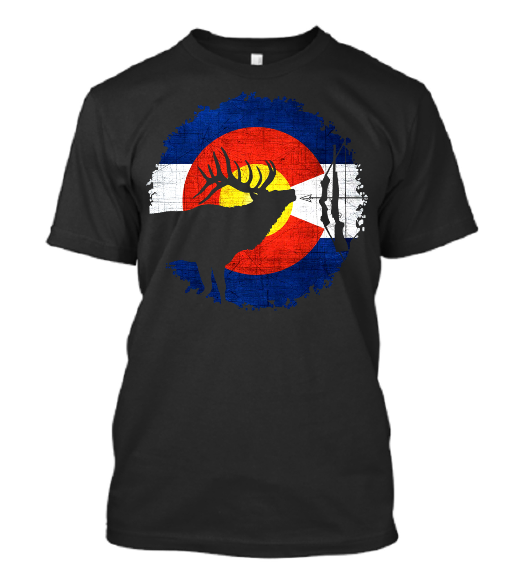 Colorado Elk Hunting With State Flag And Bow T-Shirt