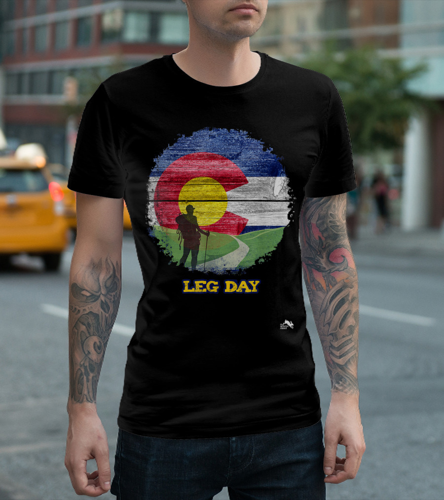 Colorado Flag Hiking Leg Day Adventure T-Shirt