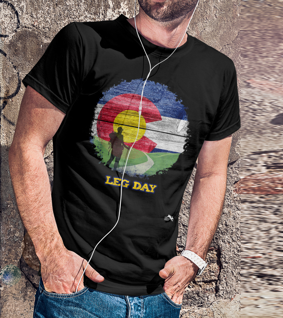 Colorado Flag Hiking Leg Day Adventure T-Shirt