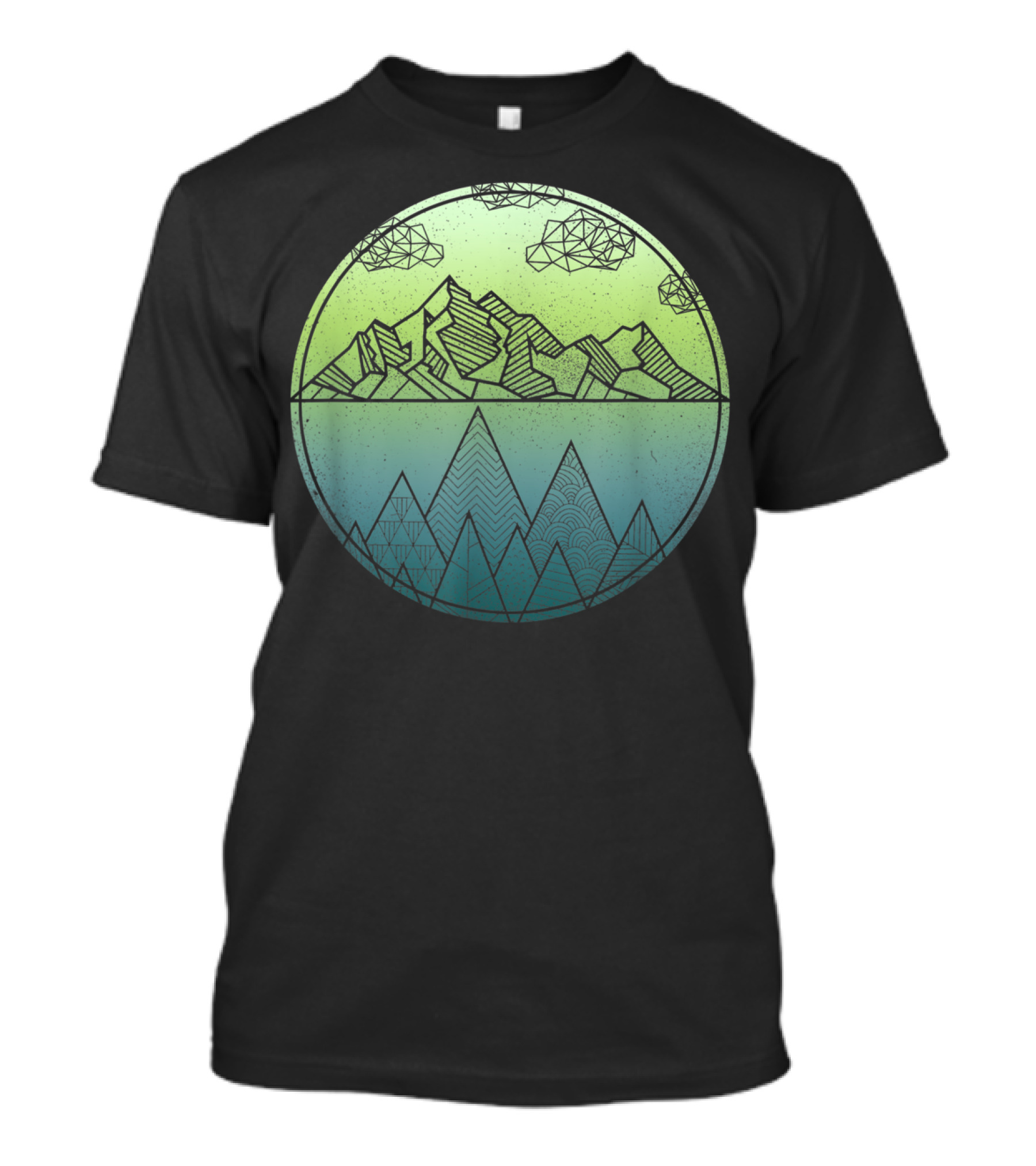 Cool Geometric Mountains With Clouds And Peaks In Circle T-Shirt