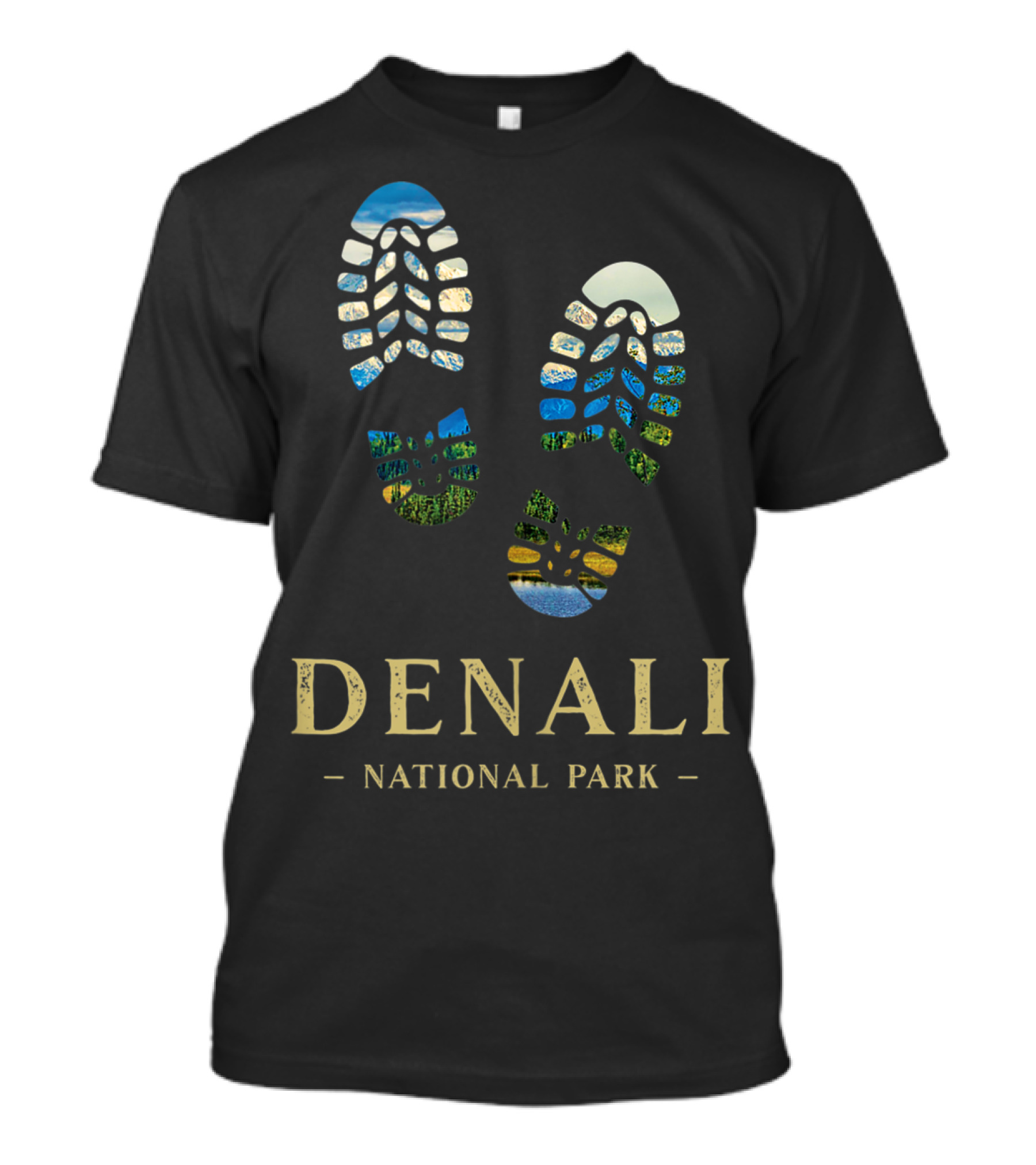 Denali National Park Hiking Camping Adventure Footprints T-Shirt
