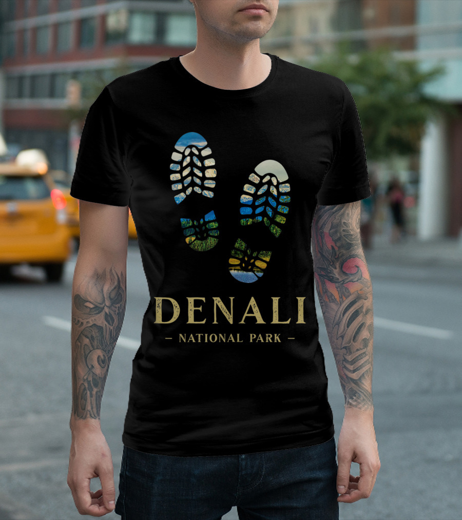 Denali National Park Hiking Camping Adventure Footprints T-Shirt