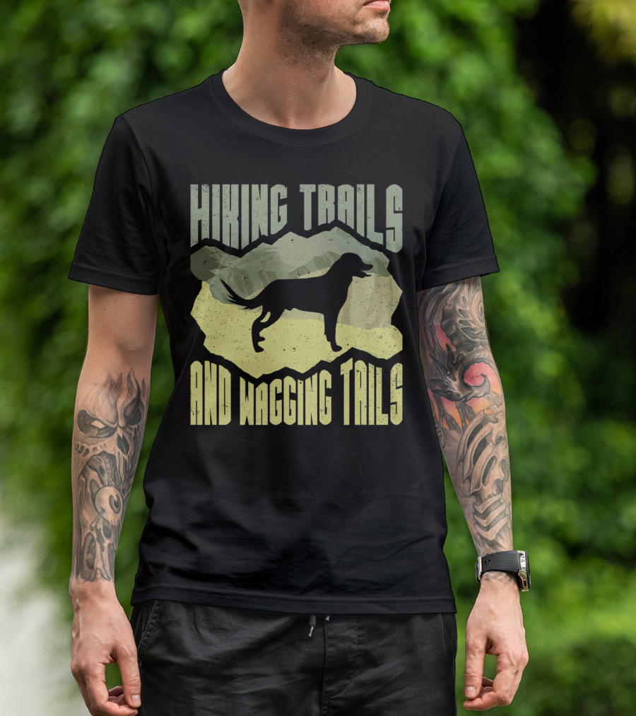Hiking Trails And Wagging Tails Dog Silhouette In Nature T-Shirt