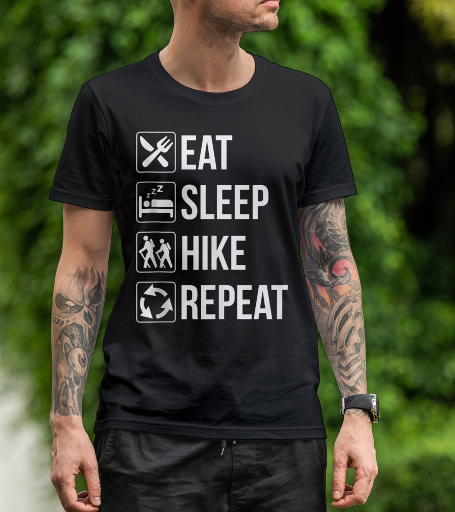 Eat Sleep Hike Repeat Funny Hiking Adventure Cycle T-Shirt