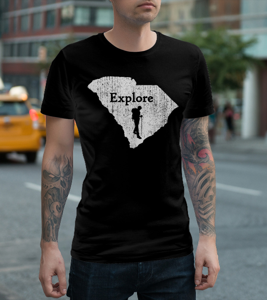Explore South Carolina State Map Hiking Adventure T-Shirt