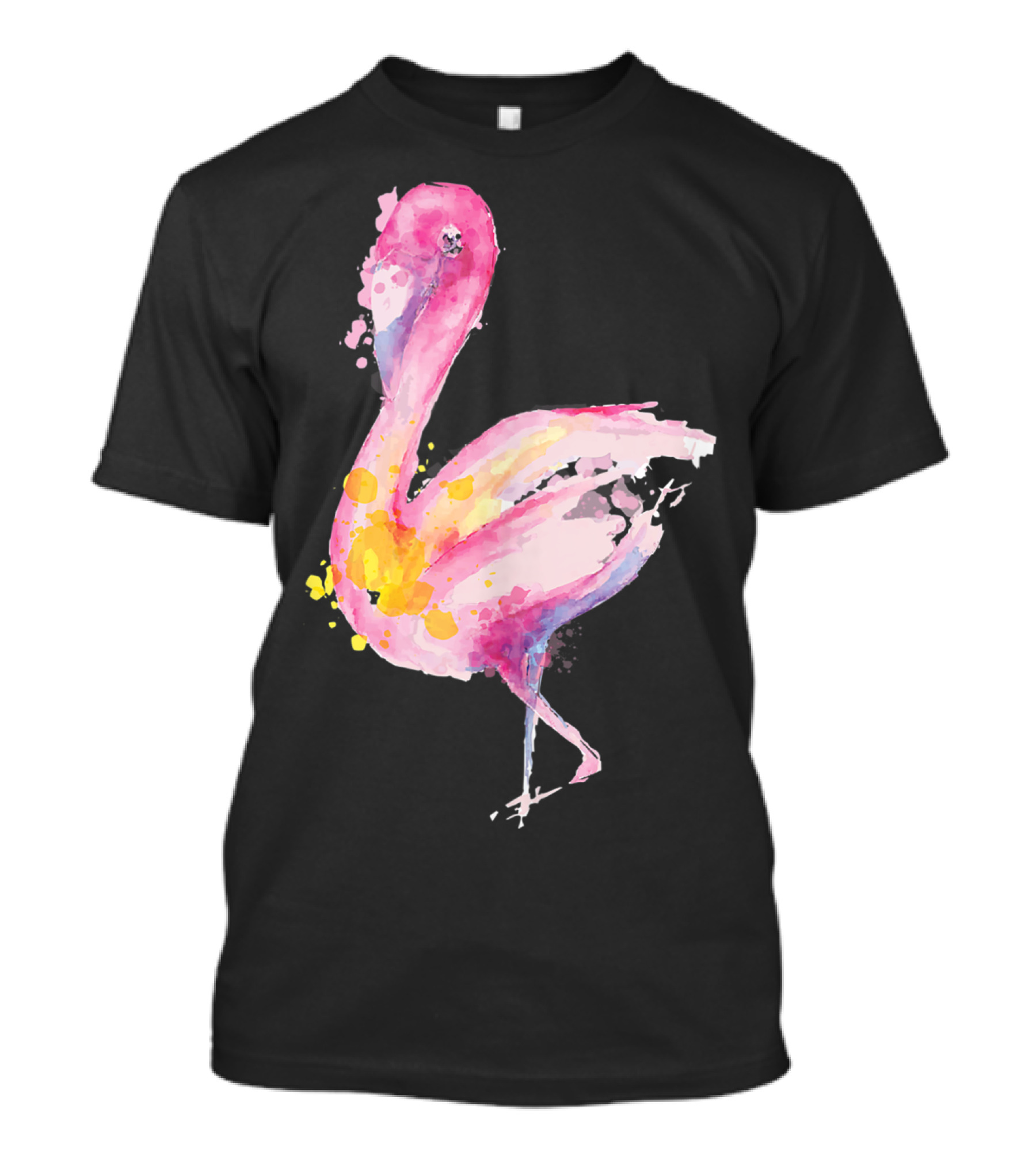 Flamingo Watercolor Pretty Nature Outdoor Painting T-Shirt