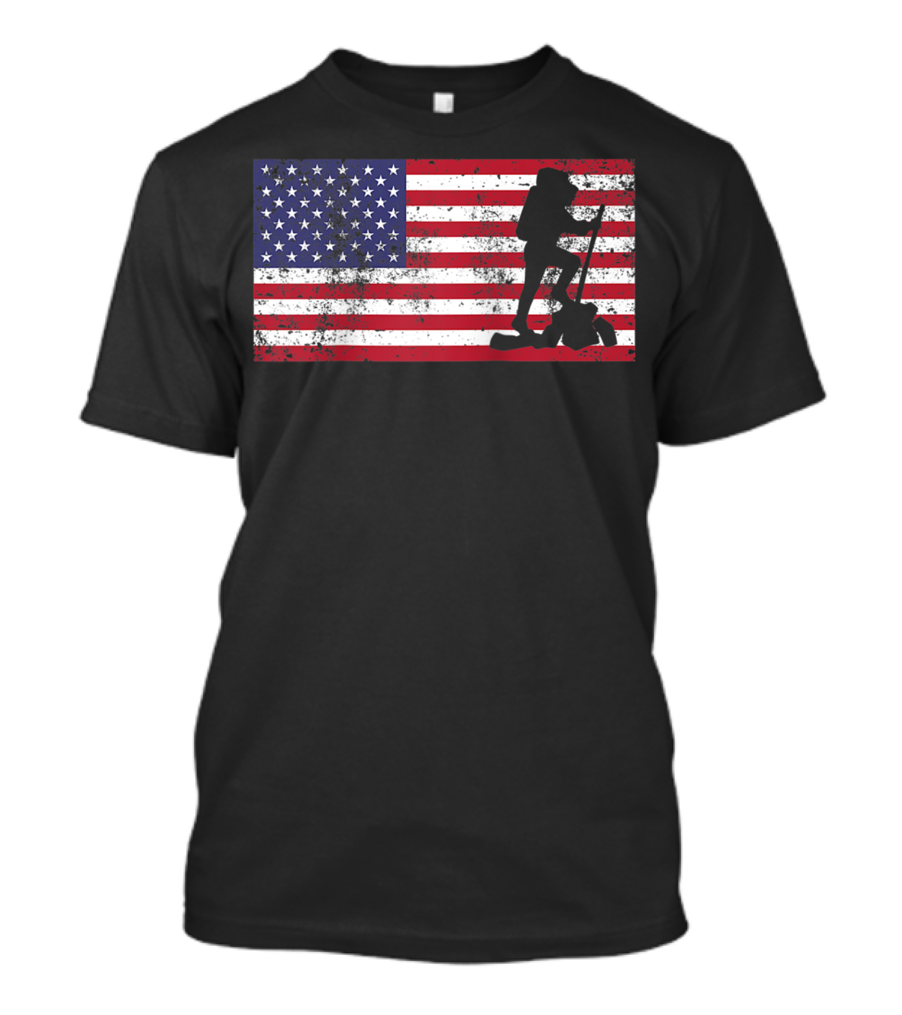 Fourth Of July Hiking American Flag USA Hiker T-Shirt
