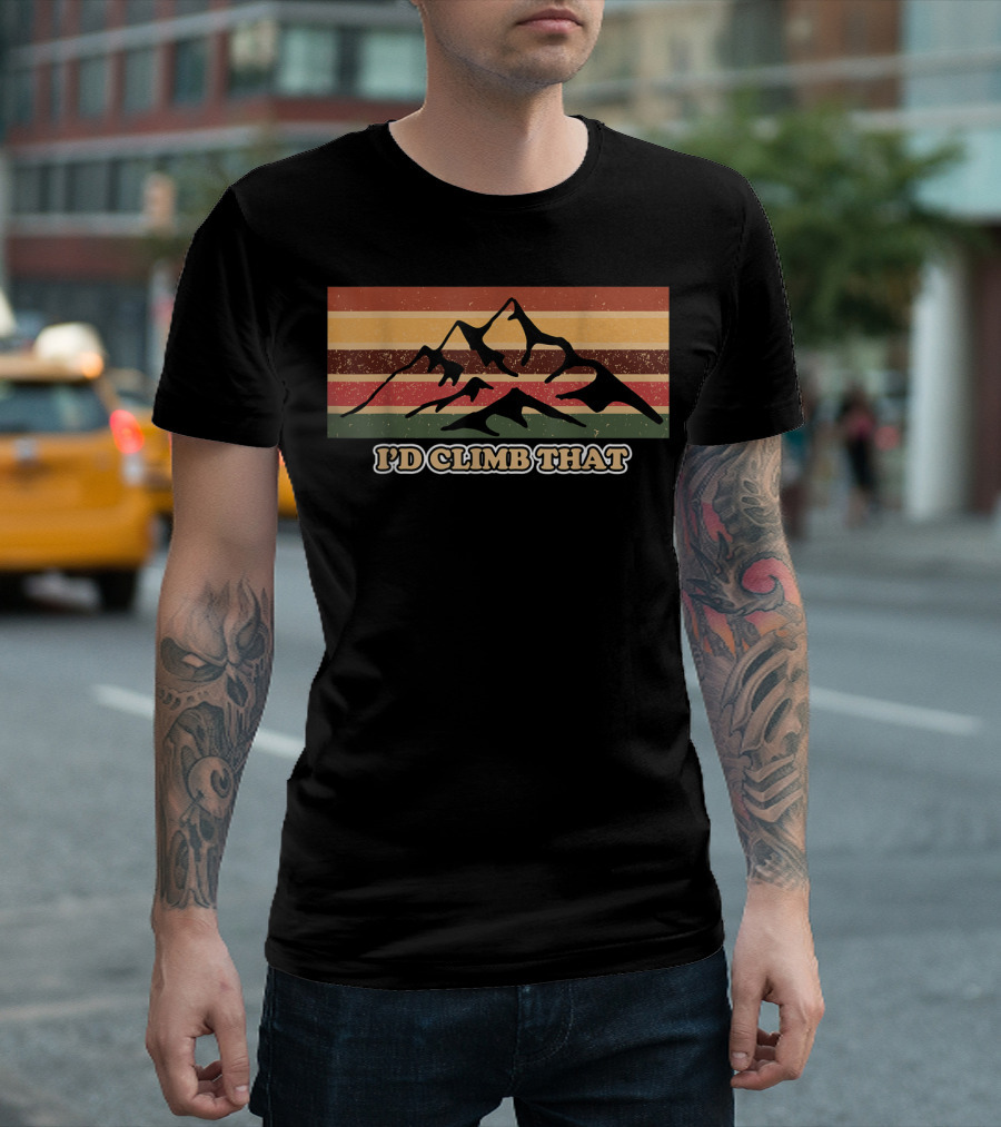 I'd Climb That Retro Mountain Stripes T-Shirt