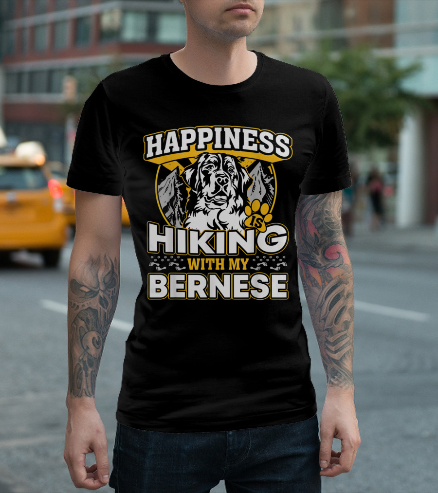 Happiness Is Hiking With My Bernese Mountain Dog Adventure T-Shirt