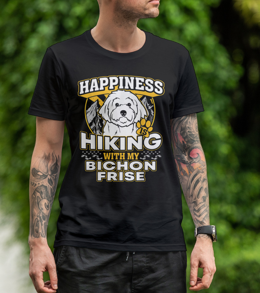 Happiness Is Hiking With My Bichon Frise T-Shirt