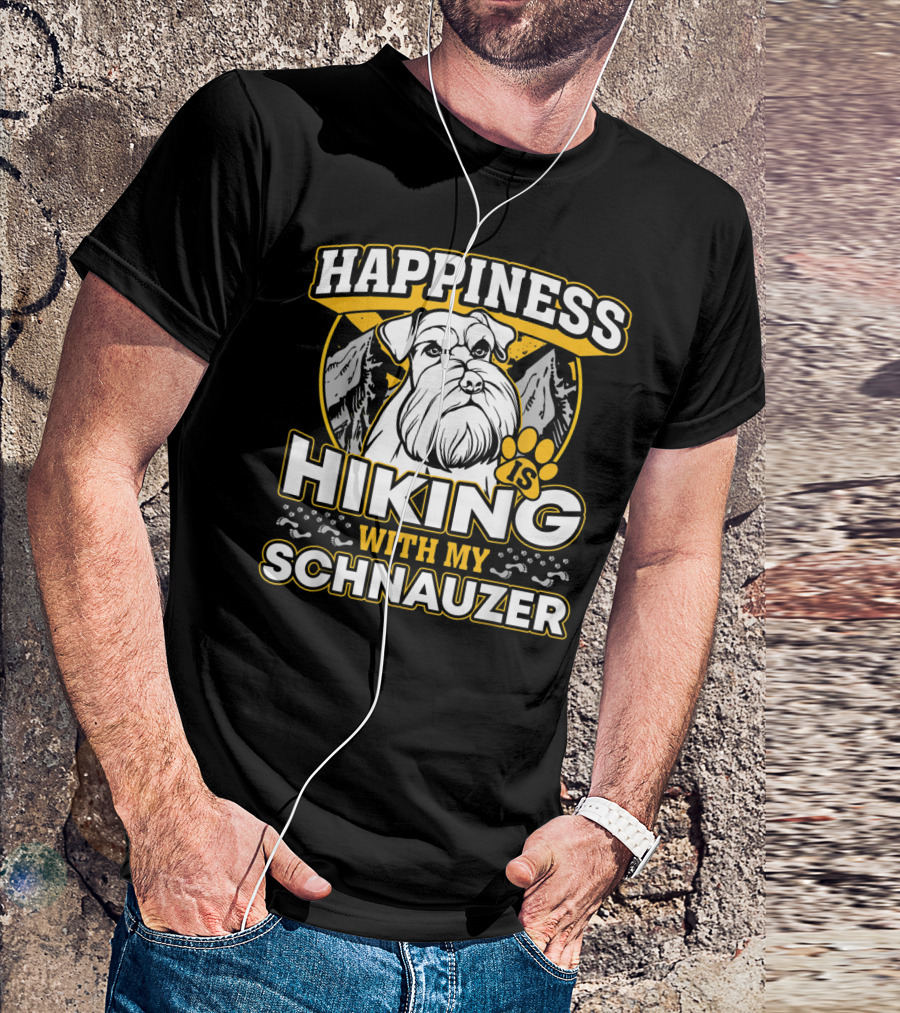 Happiness Is Hiking With My Schnauzer Mountain Adventure T-Shirt