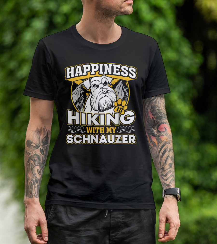 Happiness Is Hiking With My Schnauzer Mountain Adventure T-Shirt