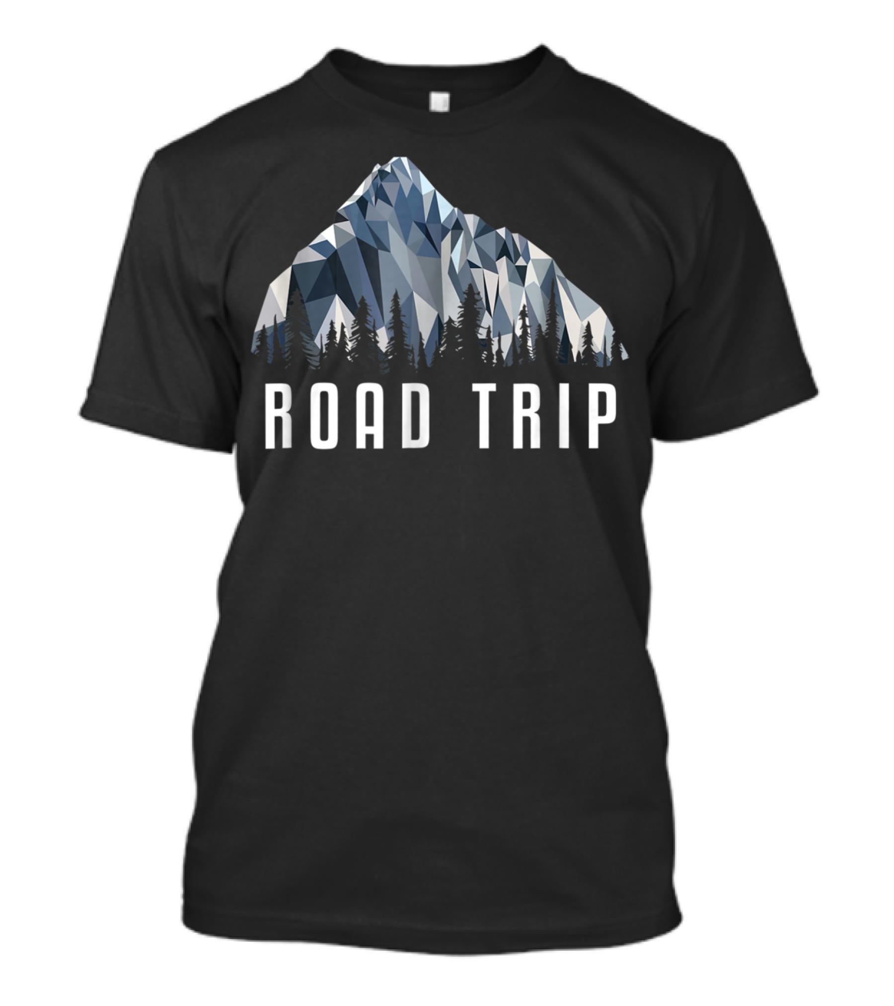 Funny Hiking Low Poly Mountain Road Trip T-Shirt