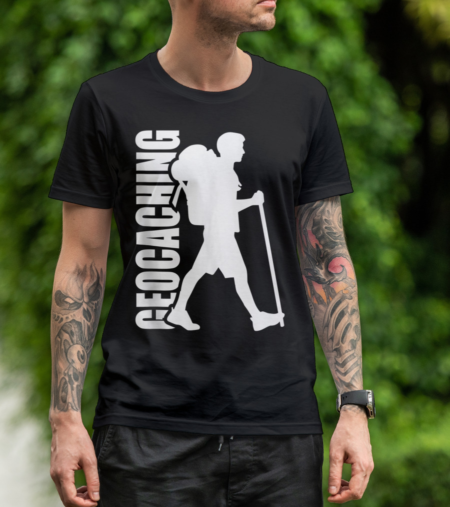 Geocaching Hiker Silhouette Outdoor Adventure T-Shirt