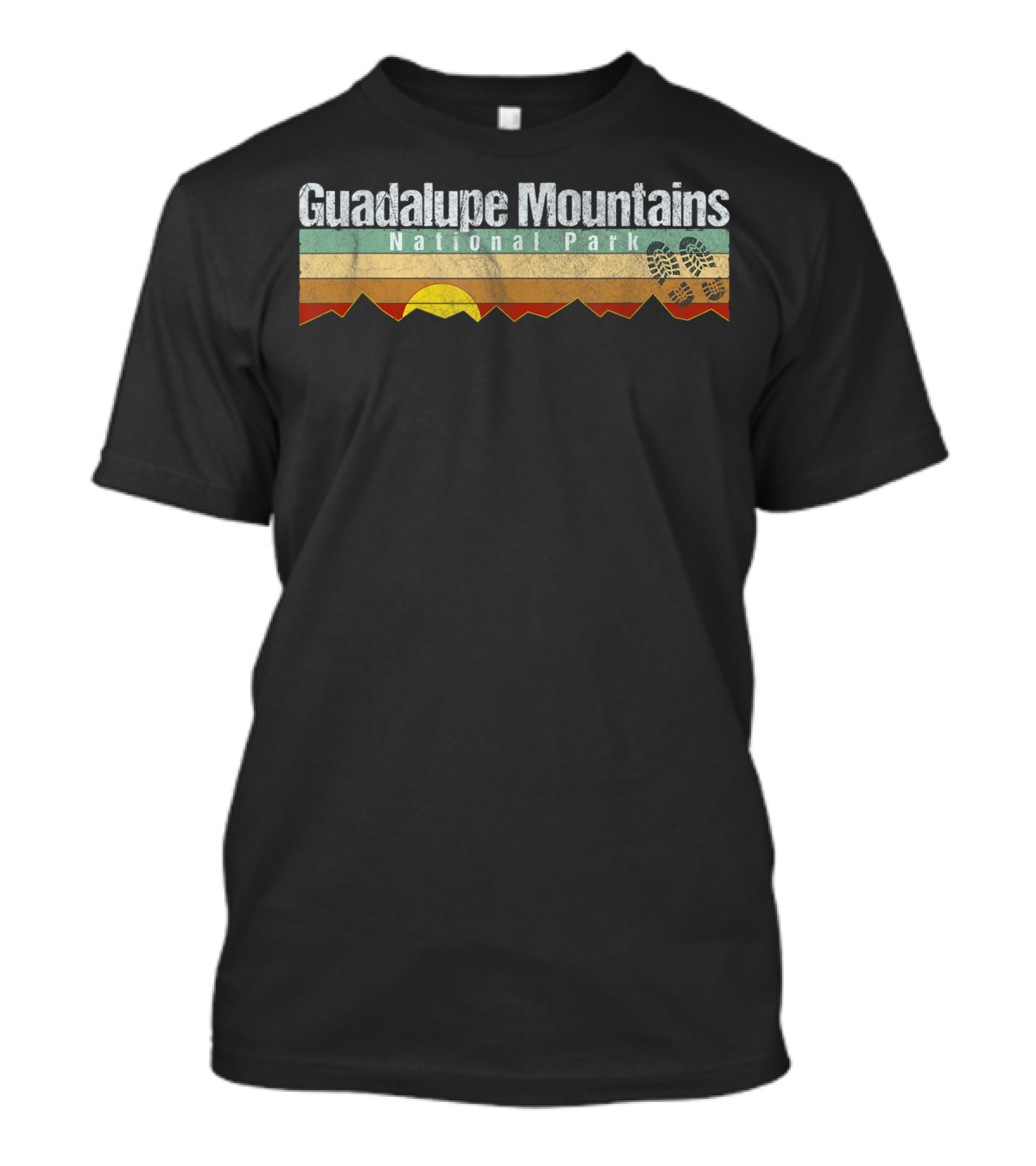 Guadalupe Mountains National Park Hiking Retro Sunset Mountain Trail T-Shirt