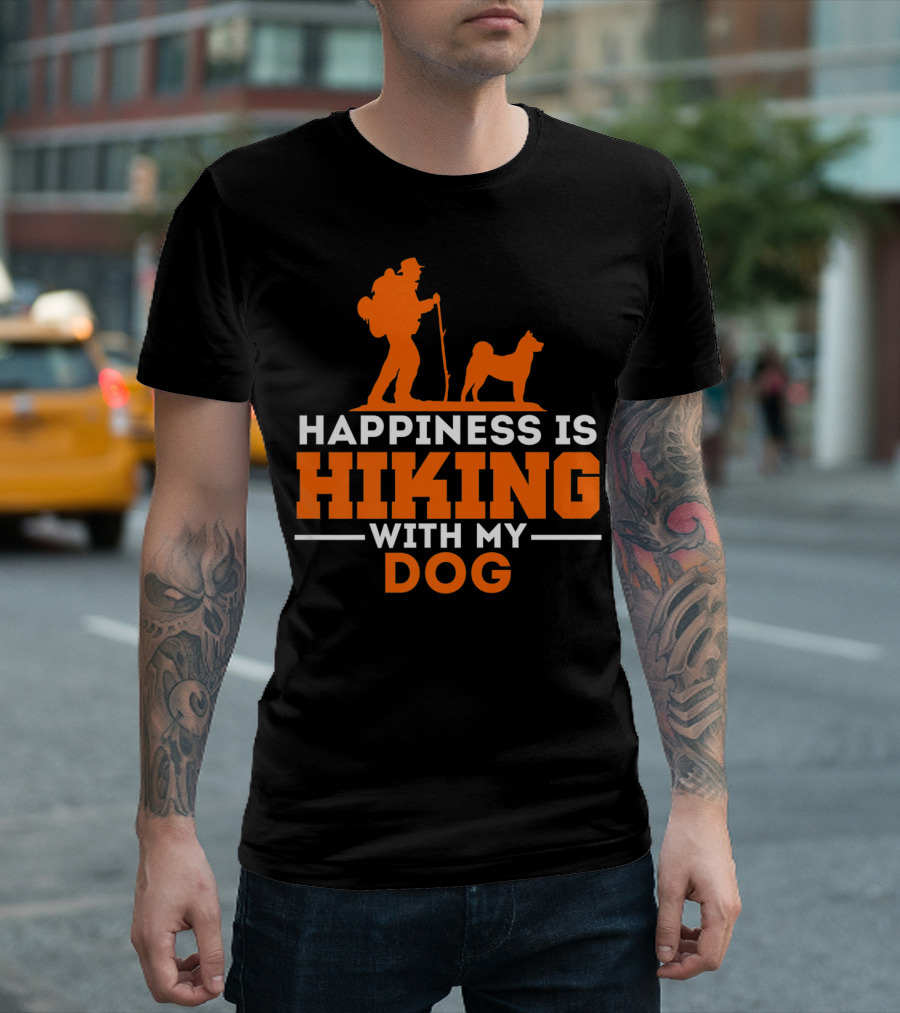 Happiness Is Hiking With My Dog Animal Lover T-Shirt