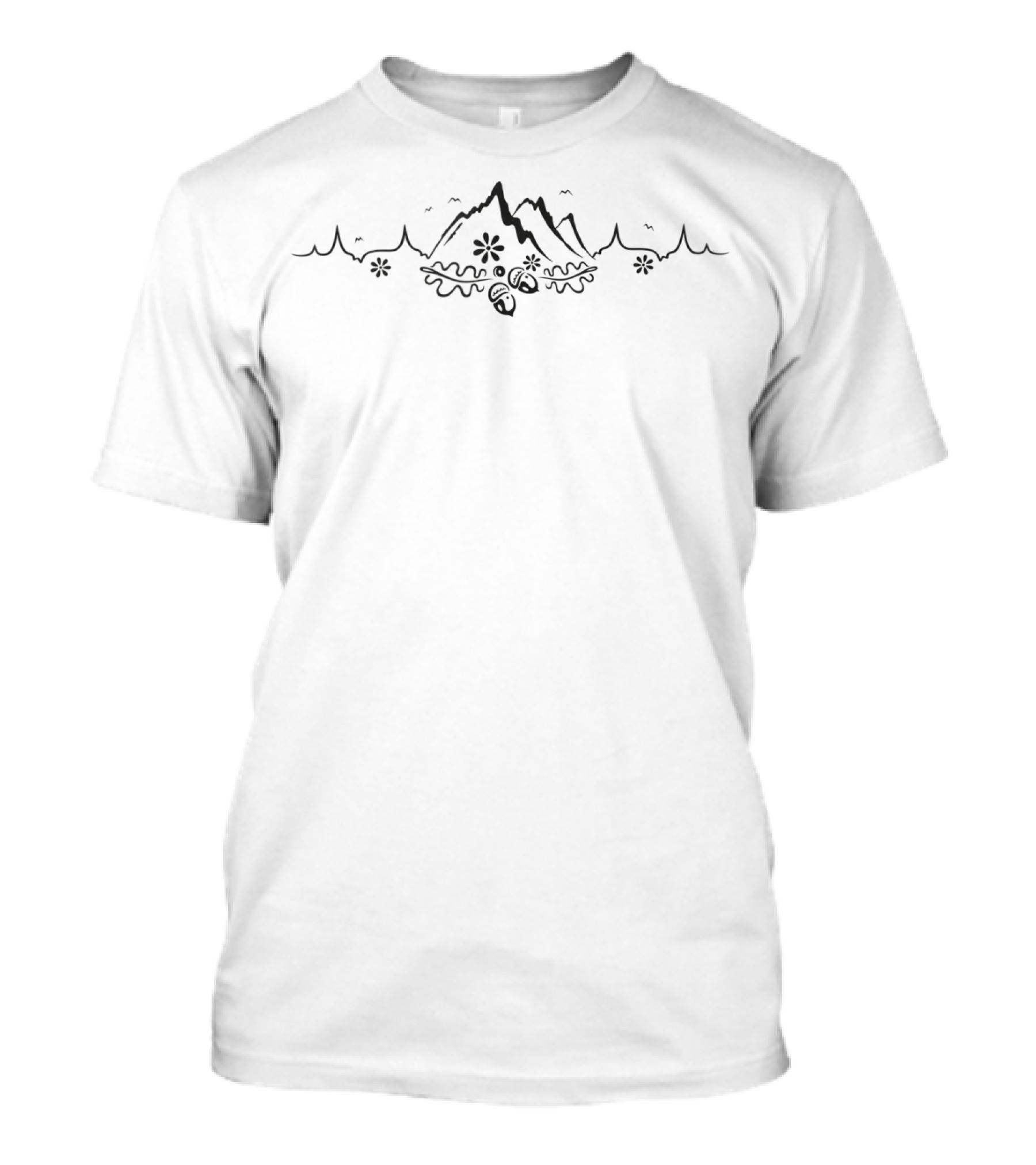 Heartbeat EKG Pulse Mountains Outdoor Hiking T-Shirt