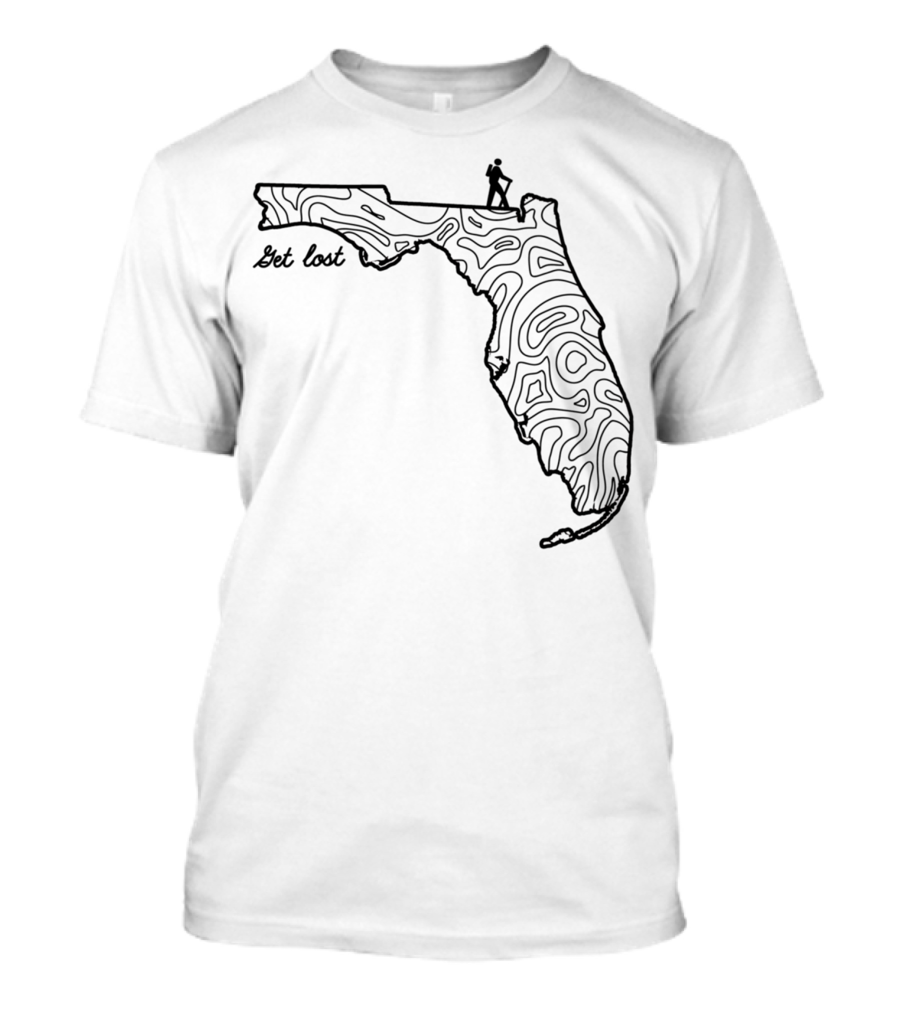 Get Lost Hiker Florida State Hiking Map T-Shirt