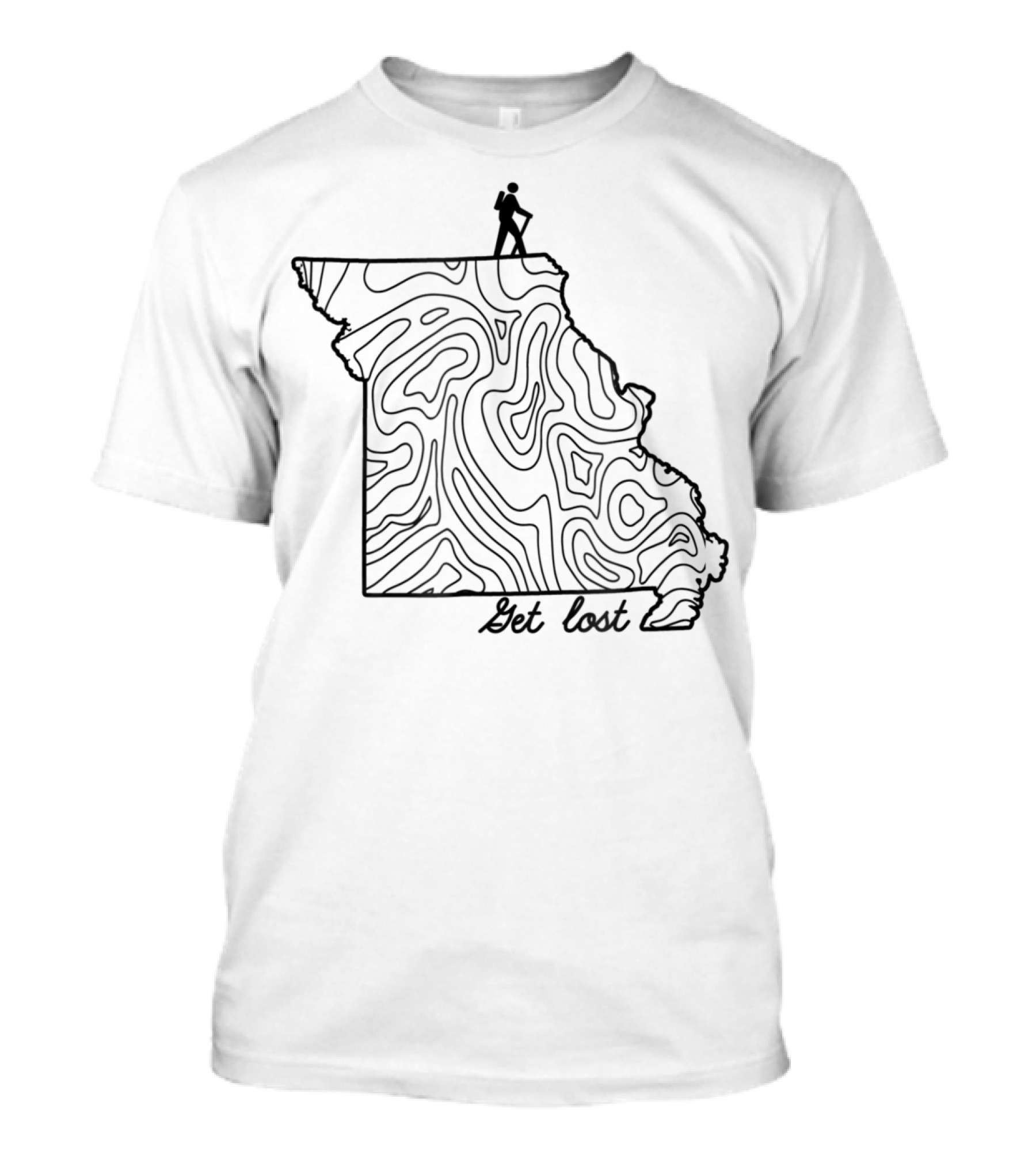 Hike Missouri State Map Get Lost Hiker T-Shirt