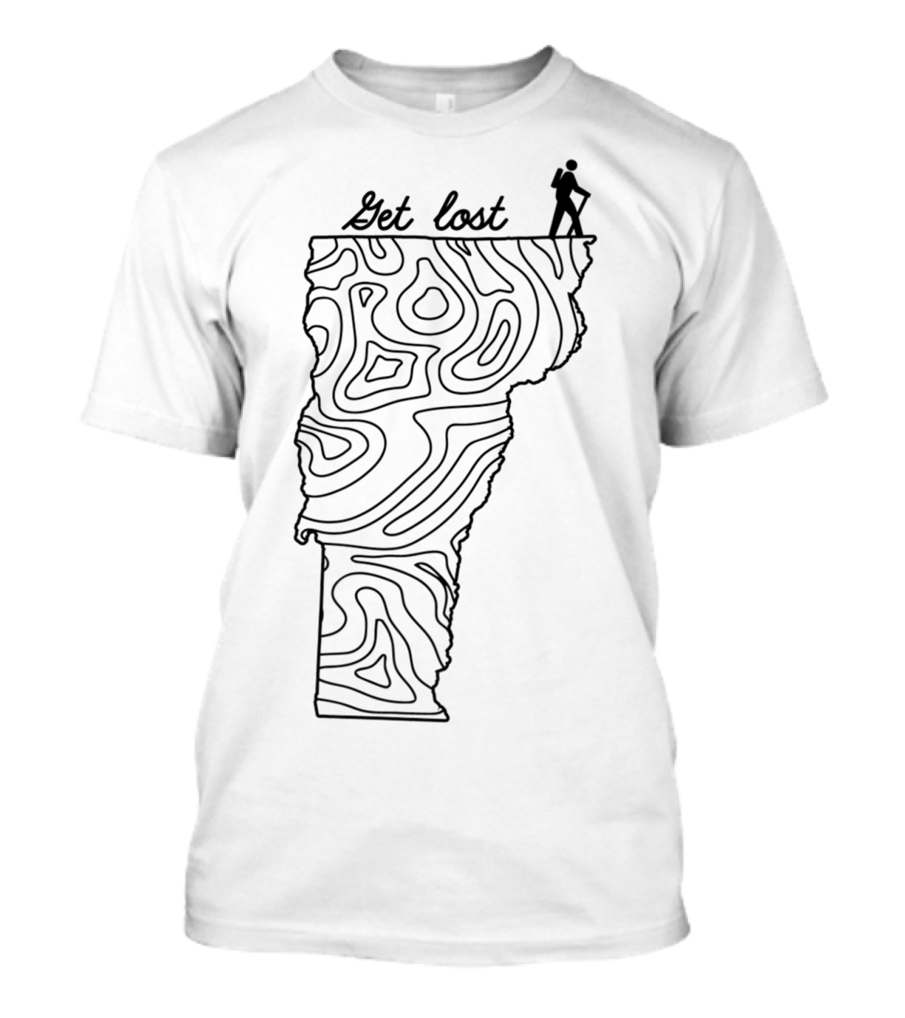 Get Lost Vermont State Hiking Map Hiker T-Shirt