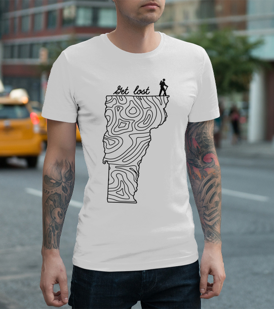 Get Lost Vermont State Hiking Map Hiker T-Shirt