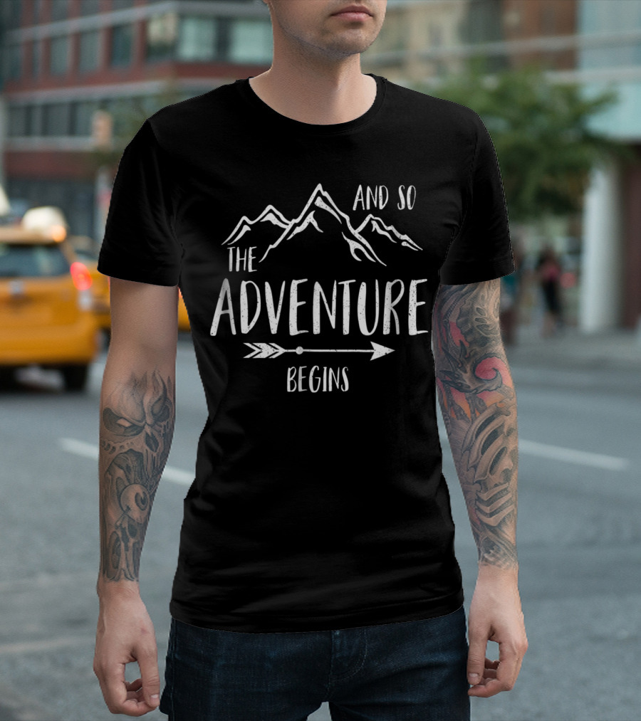 Hiking Adventure Begins with Mountains and Arrow T-Shirt