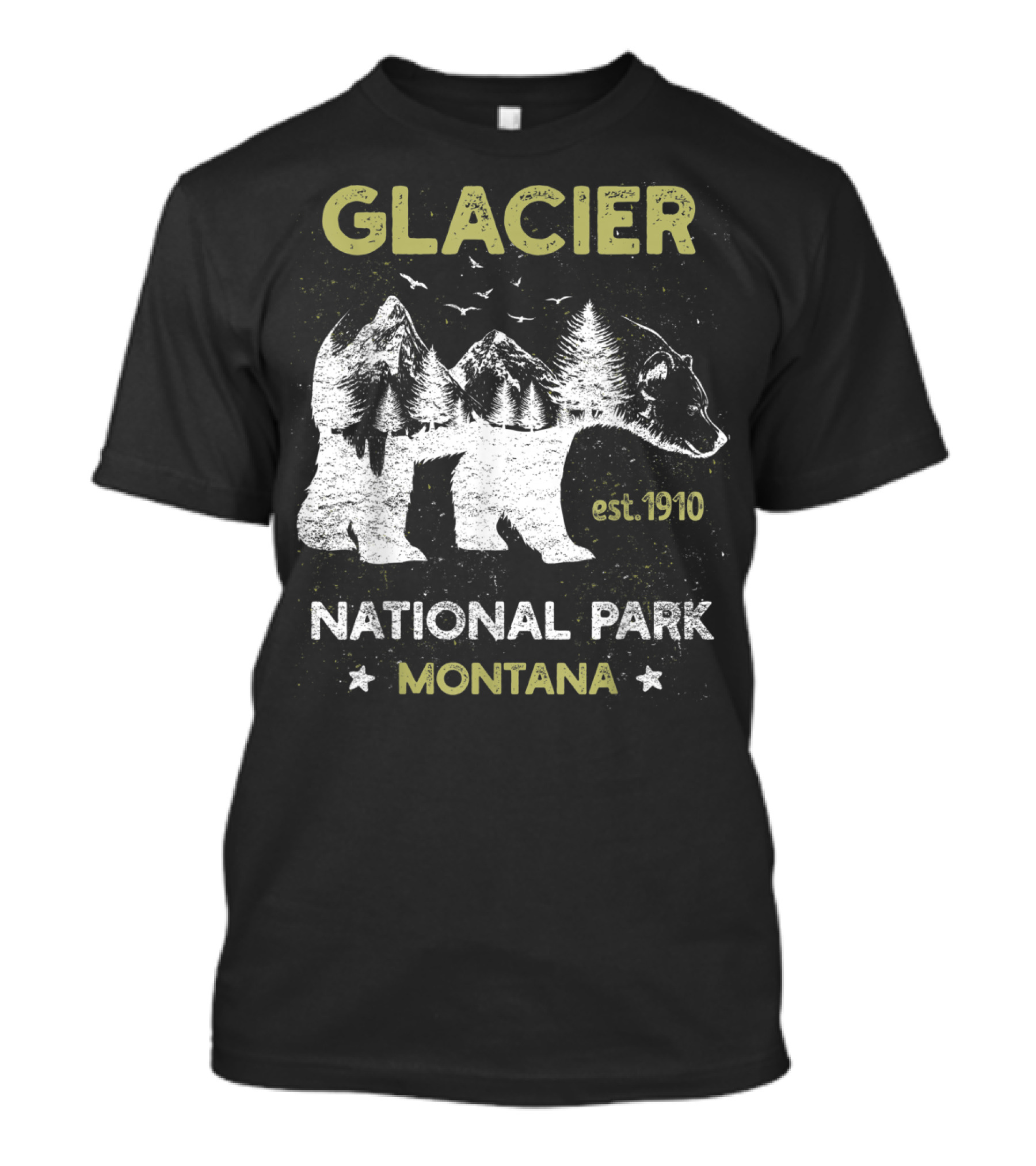Glacier Montana National Park Est. 1910 Bear Camping RH T-Shirt