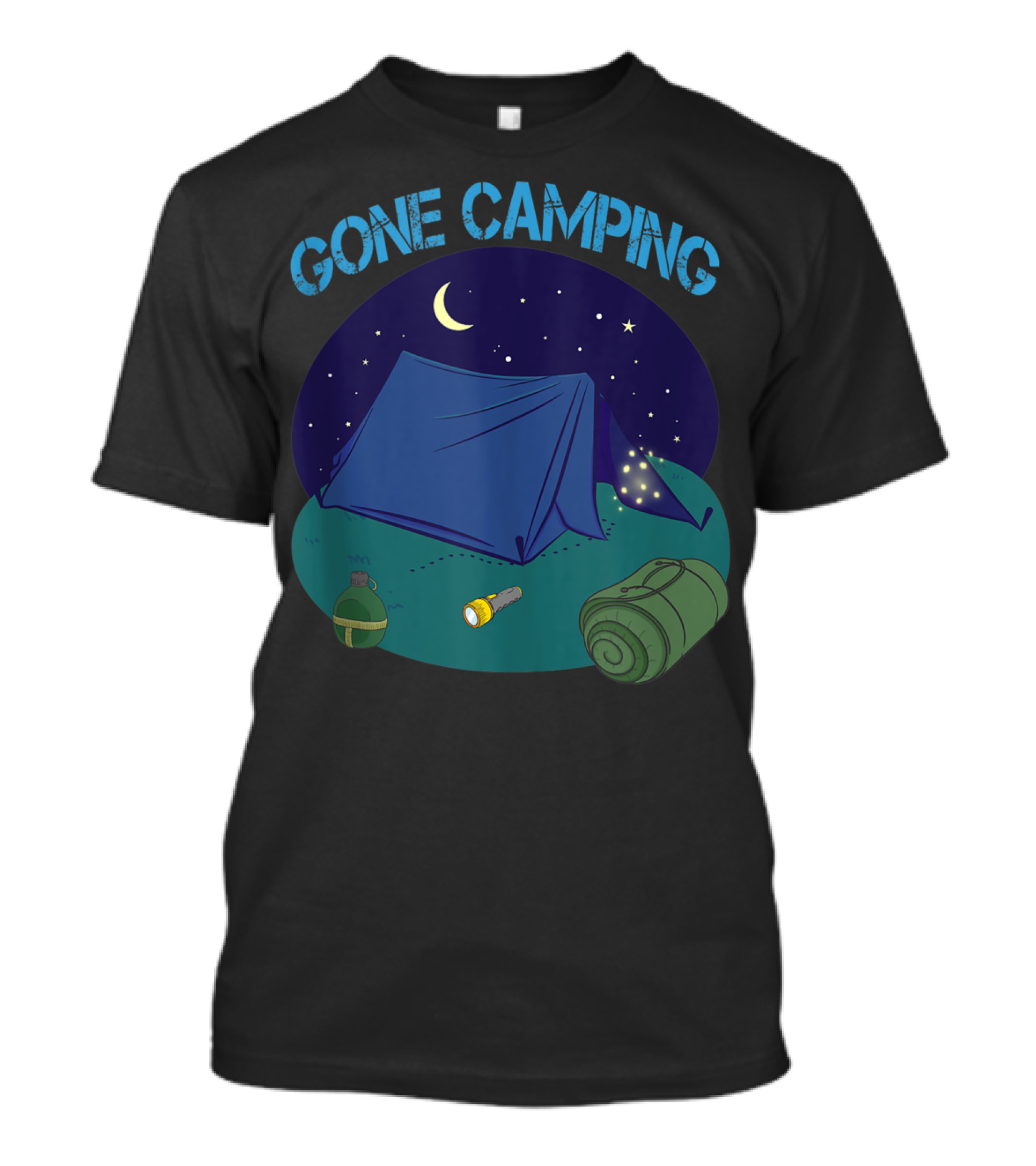 Gone Camping Night Tent Moon Stars T-Shirt